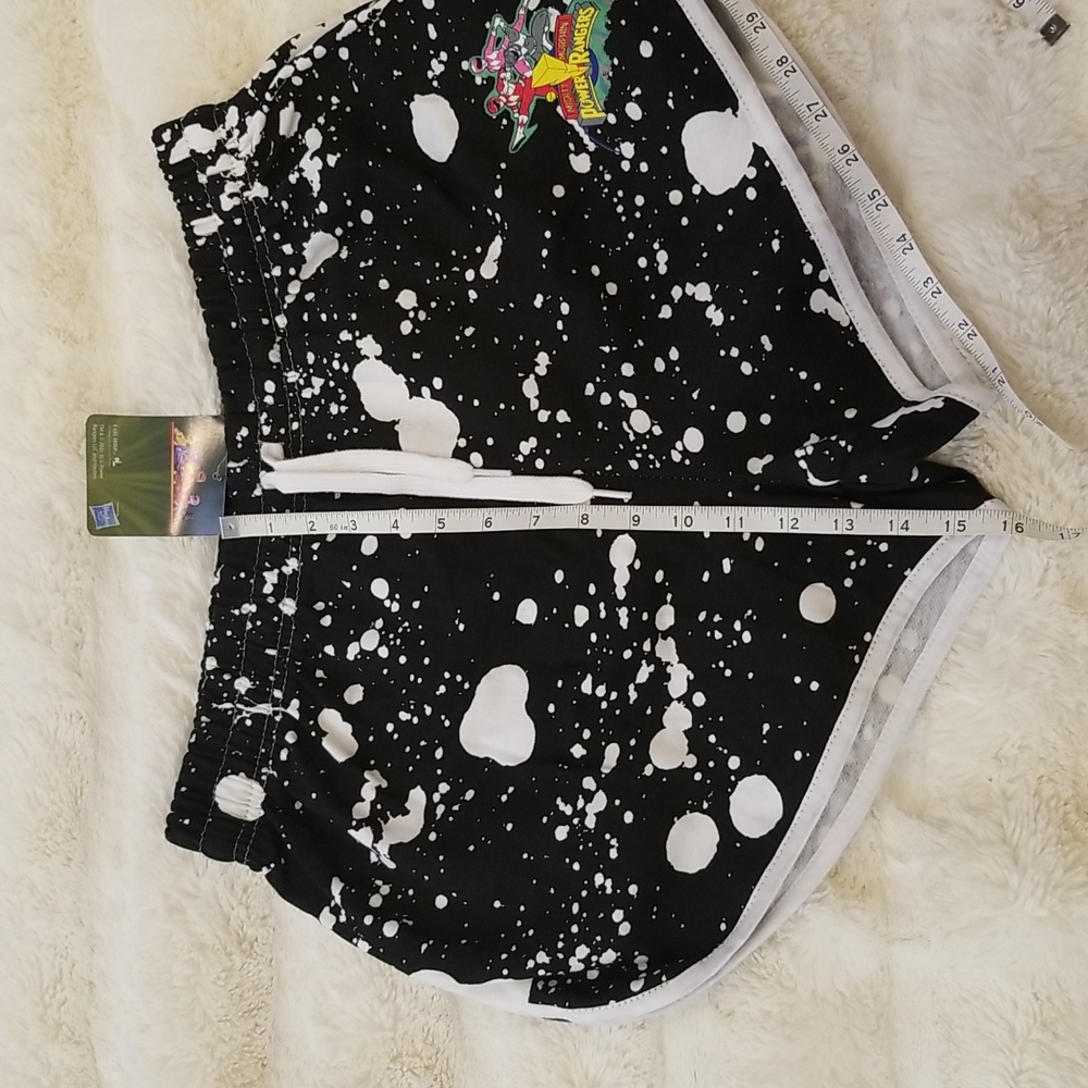 Power Rangers Black White Paint Splatter Shorts size L for girls and women - Picture 4 of 9